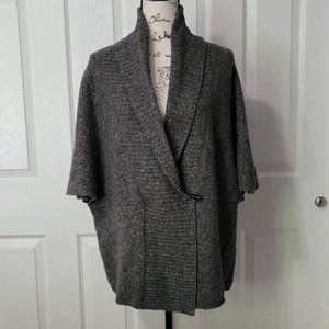 Carroll Reed Woman's Wide Collar Gray Heather Wool Cardigan Size 2X *EUC*